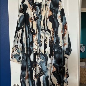 Abstract Print Long Sleeve Dress